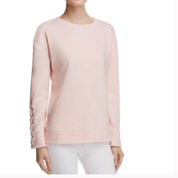 Joe’s Distressed Miaya Lace-Up Sleeve Sweatshirt - Picture 1 of 8